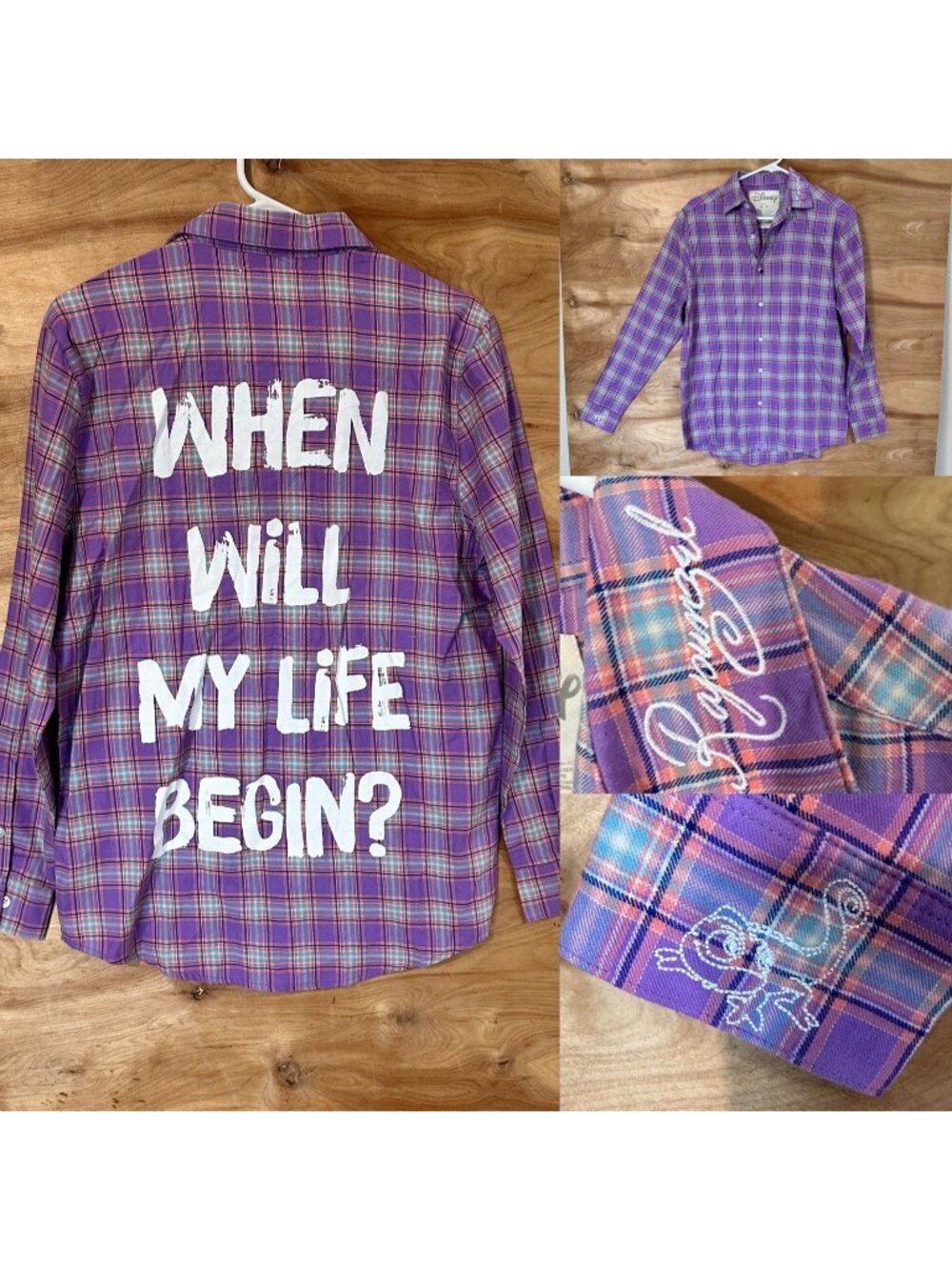 Cakeworthy Disney Park Princess Flannel Plaid Shirt Fairy Tales Small Rapunzel￼